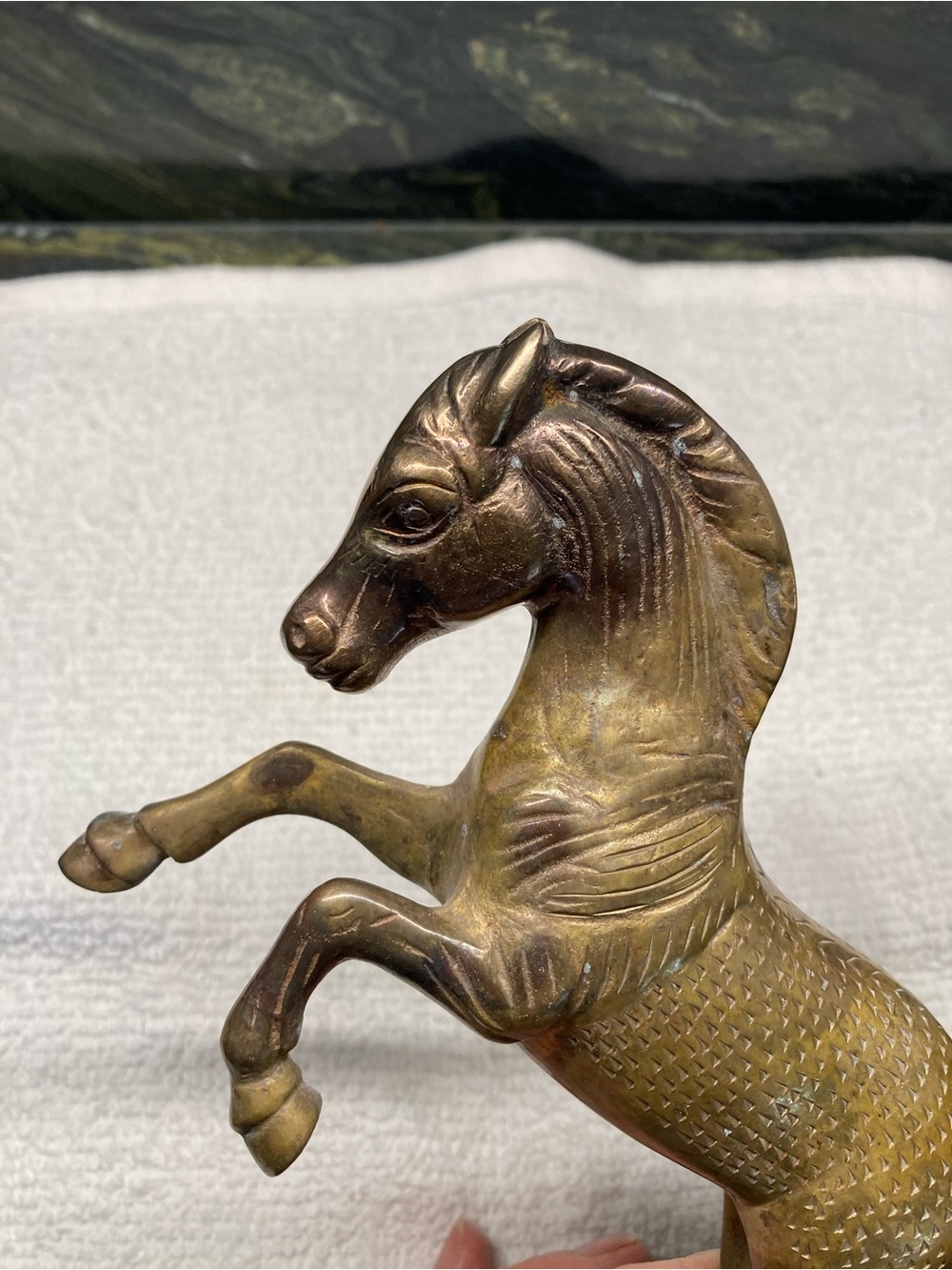 Horse Bookend Brass Sculpture Vintage Golden Finish - Picture 5 of 14
